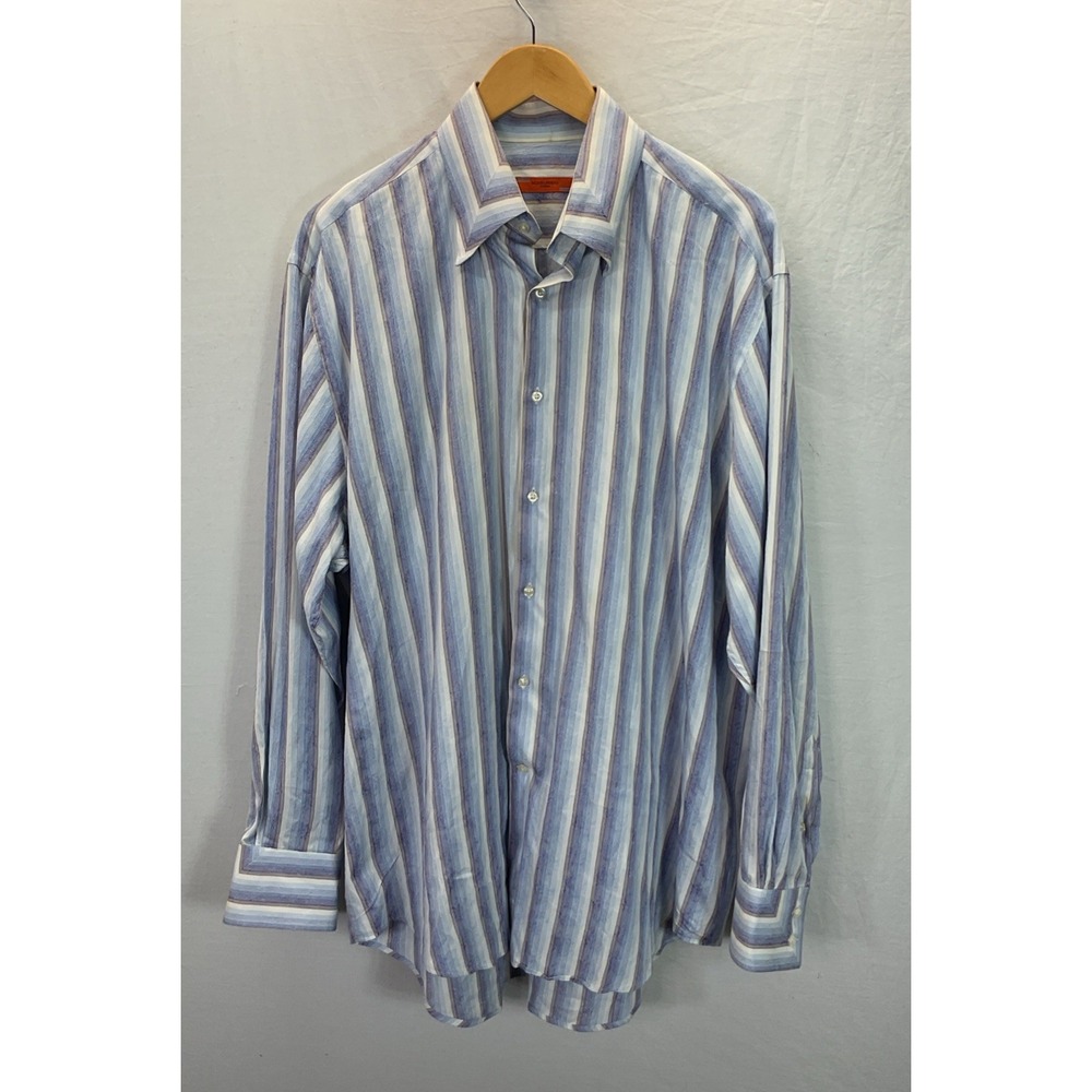 Equilibrio Men's Purple Striped Textured shirt Size XL Button Down Office Cotton